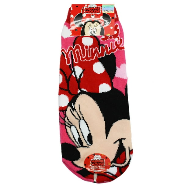 Disney's Minnie Mouse Red Polka Dot Bow Pink Socks (1 Pair, 2224cm