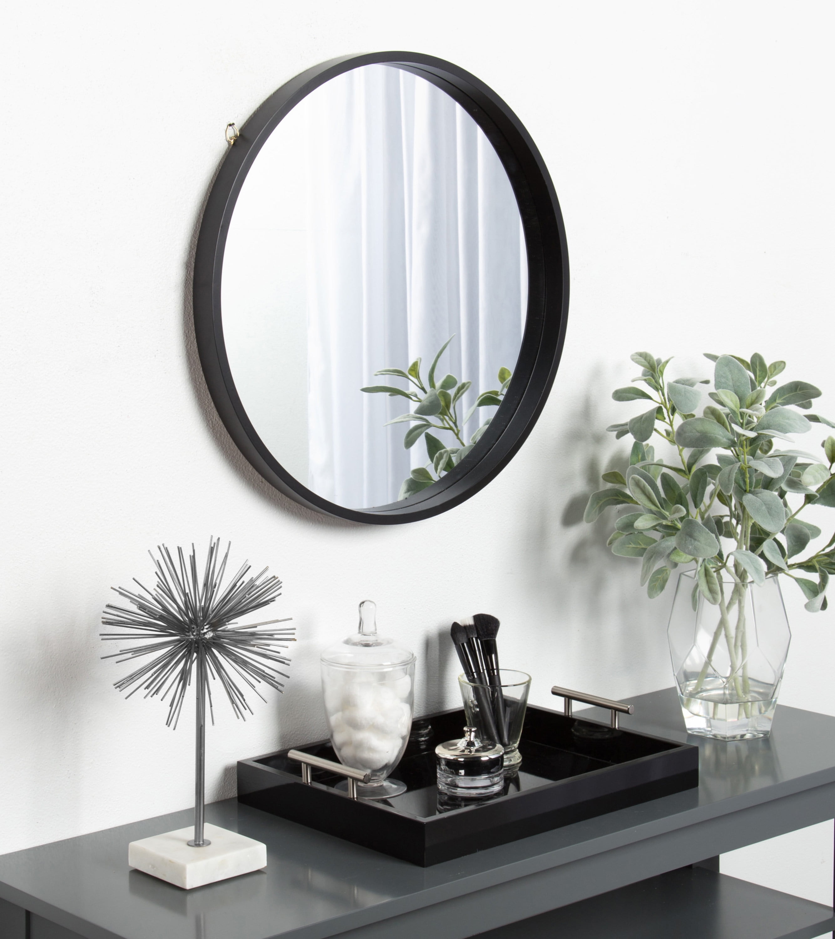 22 X 22 Travis Round Wood Accent Wall Mirror Black - Kate & Laurel All  Things Decor : Target