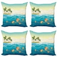 thumbnail image 1 of Ambesonne Tropical Throw Pillow Cover 4 Pack, Jellyfish in the Ocean, 16", Multicolor, 1 of 2