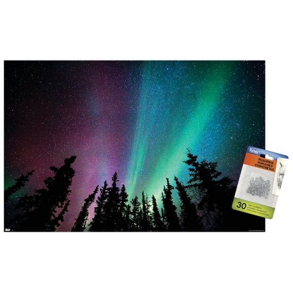 Aurora Borealis - Sky Wall Poster with Push Pins, 14.725" x 22.375"