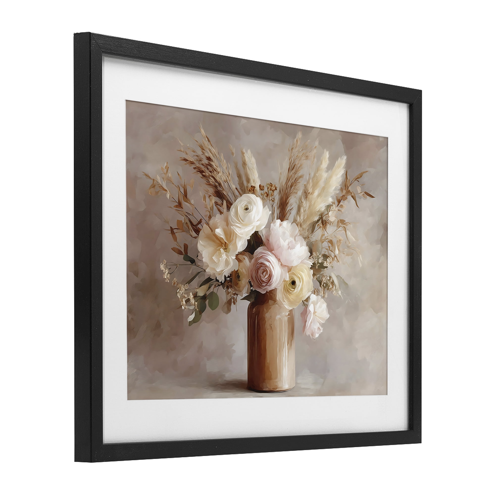 Stupell Industries Elegant Wheat Bouquet in Vase Black Framed Print Under Glass, design by Franklyn Gregory