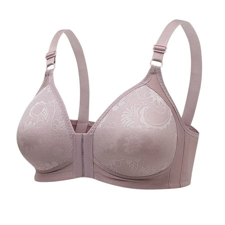 Gnurob Saving Women s Plus Size Lace Bras Full Coverage Bralette Front Closure Bralettes Unpadded Wireless Minimizer Bra Adjustable Strap Underwear Deals Gray X-Large