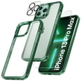 thumbnail image 1 of [5 en 1] Funda para iPhone 14 Pro Max 6.7" (Verde), con 2 protectores de pantalla de vidrio templado + 2 protectores de lente de cámara a prueba de golpes cubierta delgada protección contra caídas de grado militar JM, 1 of 5
