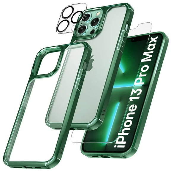 Compatible with iPhone 14 Pro Max Clear Case with 2 Pack Screen Protector   2 Pack Camera Lens Protector-Green