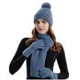 thumbnail image 3 of Clearance Sale Women's Autumn And Winter Woolen Hat Warm Scarf Gloves Three Piece Ear Protection Pullover Hat, 3 of 5
