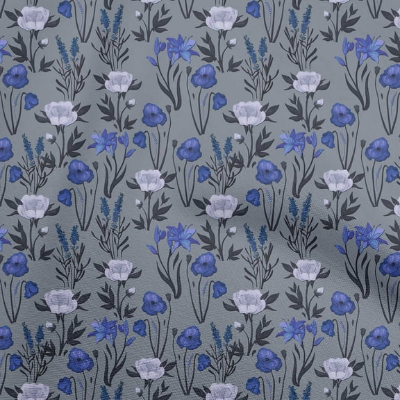 oneOone Polyester Spandex Teal Blue Fabric Floral Sewing Fabric By The Yard Printed Diy Clothing Sewing Supplies 56 Inch Wide