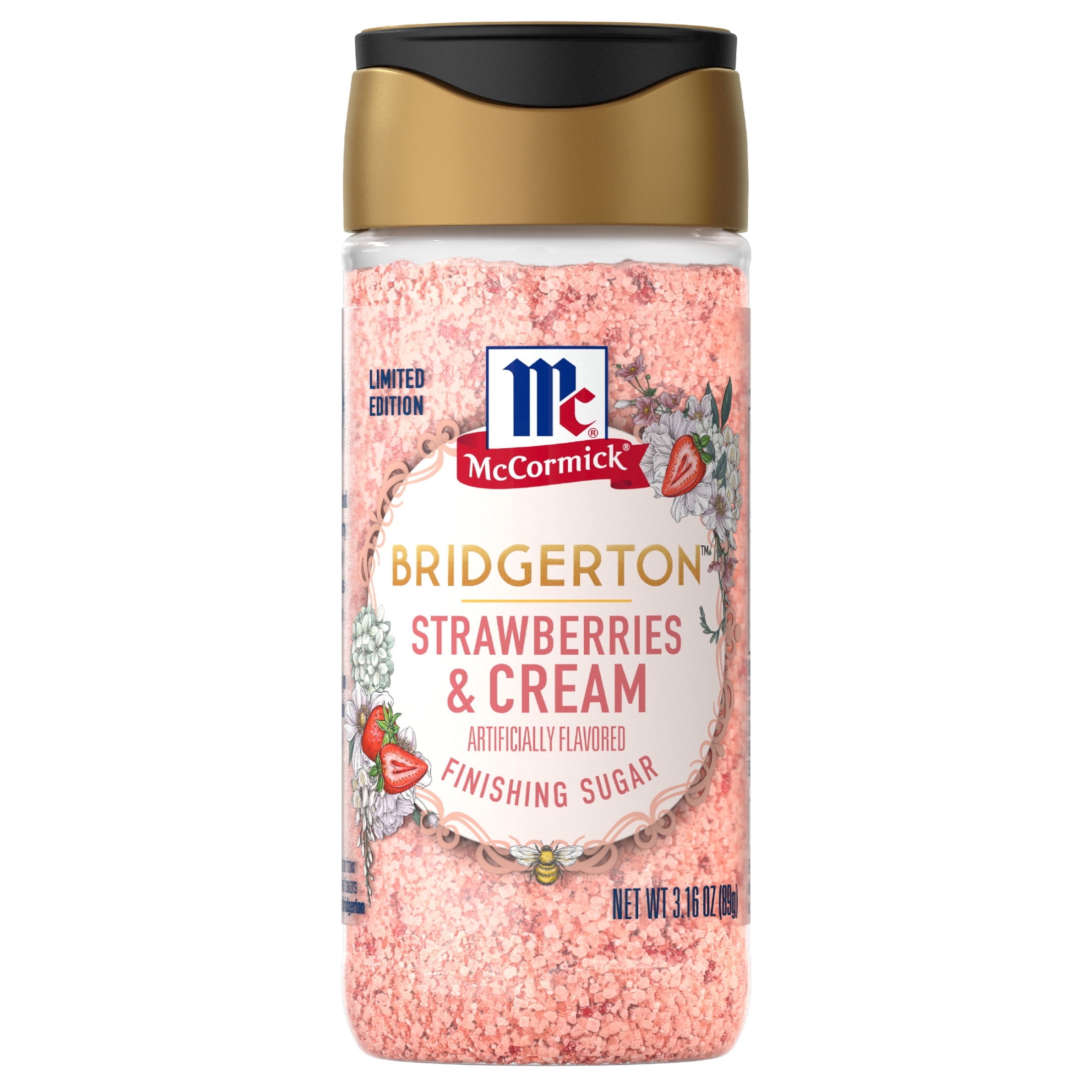 McCormick Bridgerton  Finishing Sugars 2 Pack: Sweet Lemon (3.6oz) and Strawberries and Cream (3.16oz)