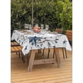 thumbnail image 3 of Outdoor Tablecloth with Umbrella Hole for Patio/Picnic/Party/Camping, Farmhouse Waterproof Table Cloth Rectangle Table Cover Washable, Blue Country Texas Star Vintage Berries Wooden (52"x 70"), 3 of 8