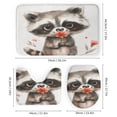 thumbnail image 3 of 4 Piece Bathroom Rug Set with Shower Curtain Cute Raccoon Holding A Flower with Non-Slip Rugs Toilet Lid Cover And Bath Mat Bathroom Decor Set Raccoon with Flower Cute Animal 12 Plastic Hooks, 3 of 8