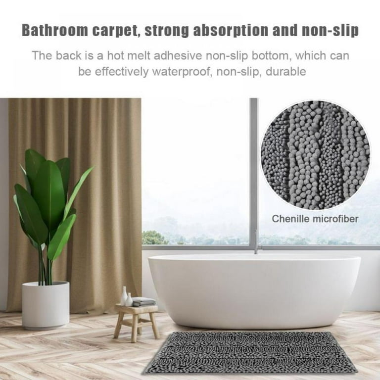 Soft Non Slip Bath Mat Bathroom Rug Absorbent Microfiber Shaggy Mat  waterproof