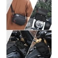 thumbnail image 4 of Motorcycle Handlebar Bag with Waterproof Cover Universal Bicycle Handle Bar Tool Bag for Front Fork Sissy Bar Compatible with Cruiser Softail Dyna Sportster Dirtbike Carbon Fiber, 4 of 5