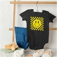 thumbnail image 4 of Cool Checkerboard Happy Face Smile Romper Boys or Girls Infant Baby Brisco Brands NB, 4 of 6