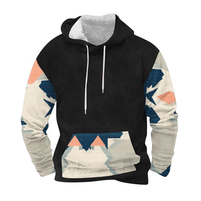 Sudadera con capucha para hombre, moderna, con cordón ajustable y bolsillo, estampada, deportiva y de ocio, sudadera con capucha, blusa de poliéster para hombre