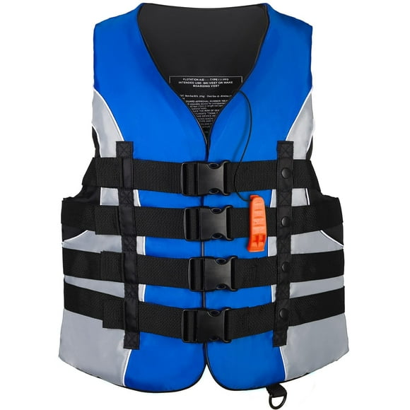Leader Accessories Adult Universal Personal Flotation Device USCG Approved Life Jacket Vest (Blue, 4XL)