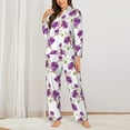 thumbnail image 2 of Honeii Orchids Flowers print Women's Pajama Sets Long Sleeve Button Down Sleepwear Nightwear Soft Pjs Lounge Sets-X-Large, 2 of 7