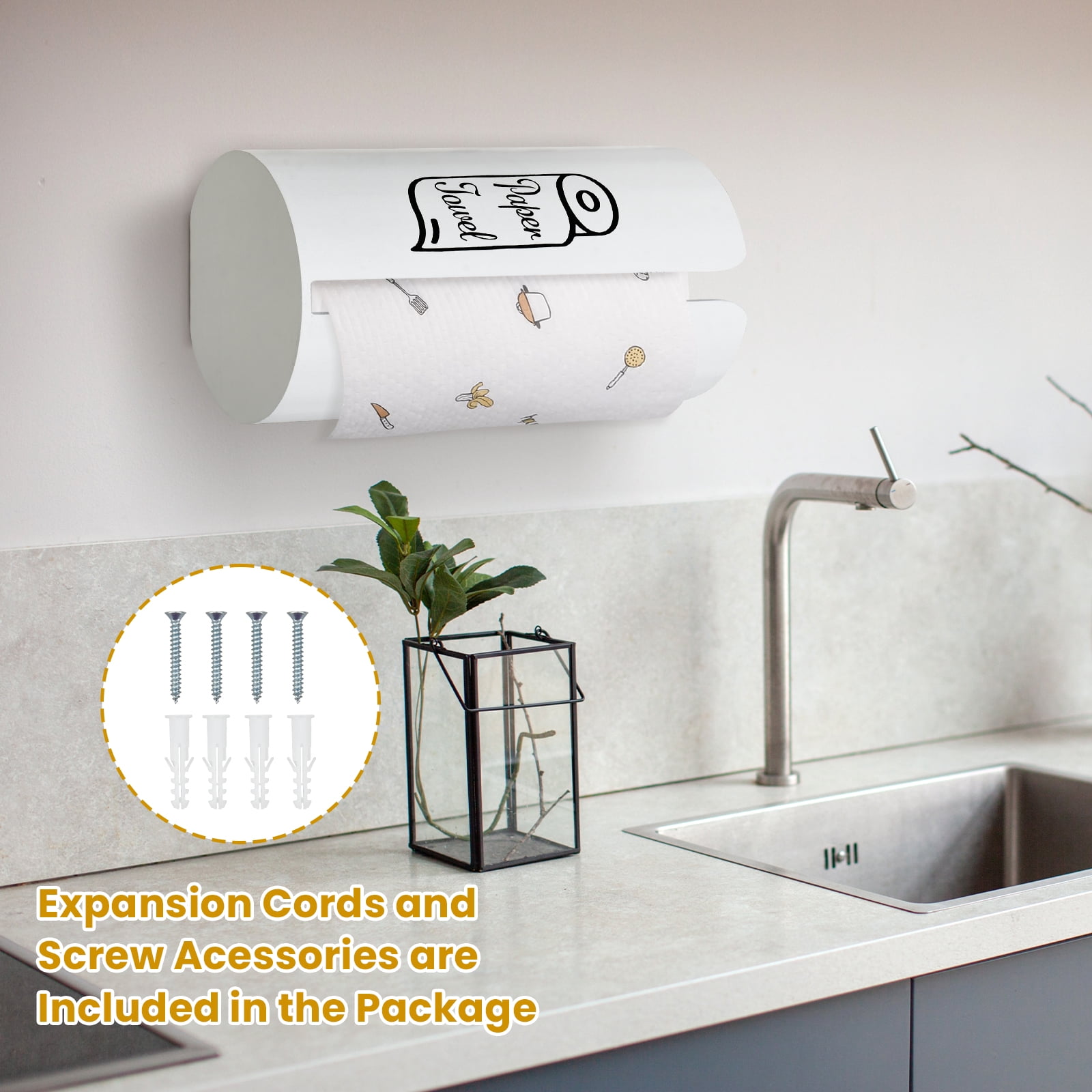 Paper Towel Holder Countertop, Farmhouse Paper Towel Stand for Kitchen, Wood Paper Towel Roll Holder for Kitchen Countertops, Bathroom, Bars & Dining Tables, Rustic Kitchen Decor and Accessories