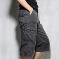 thumbnail image 4 of ZVNAΖH Mens 3/4 Long Cargo Shorts Loose Fit Elastic Work Capri Shorts Below Knee Casual with 7 Pockets, 4 of 8