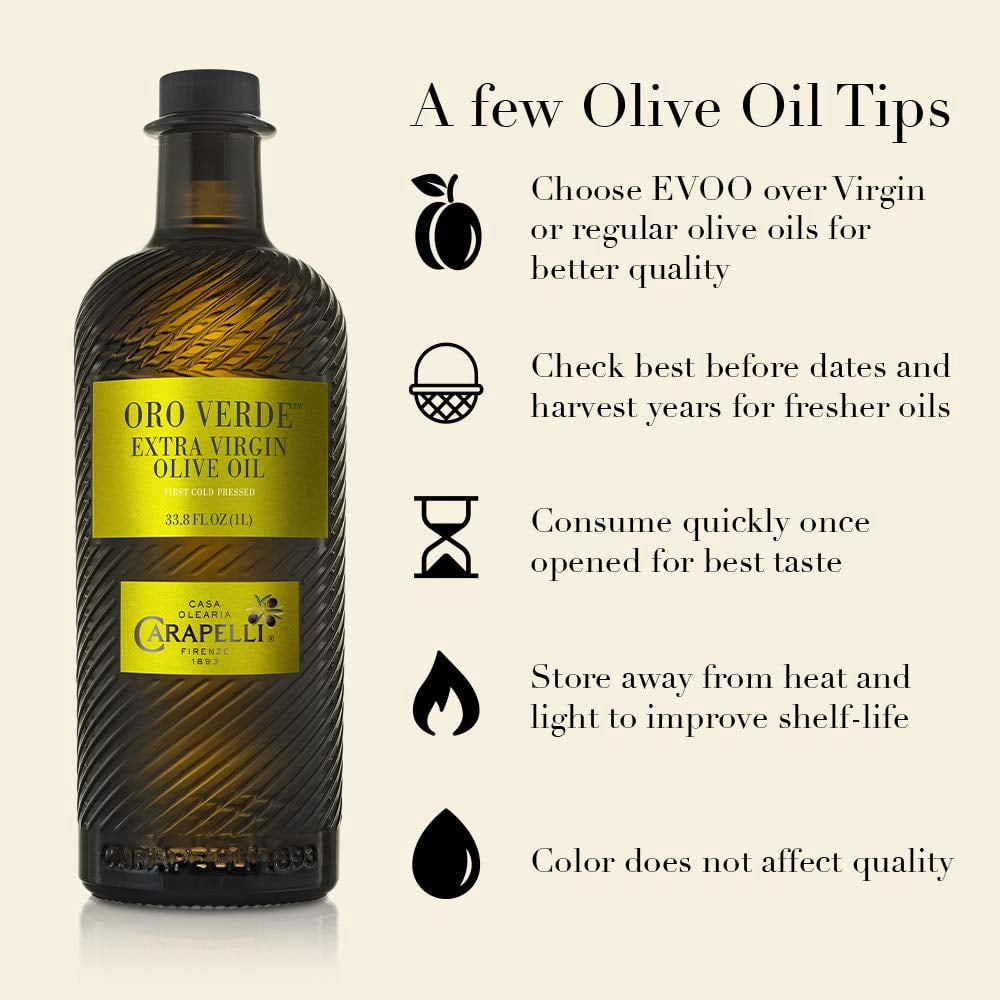 Carapelli - Oro Verde Extra Virgin Olive Oil: First Cold-Pressed EVOO &ndash; 33.8 Fluid Ounces (1 Liter)