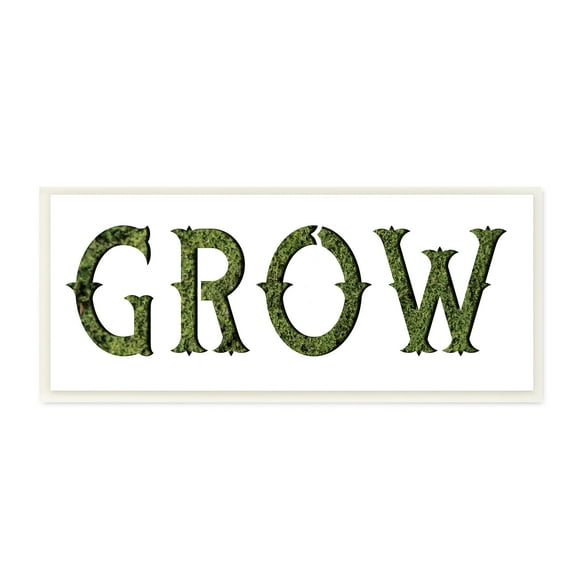 Stupell Industries Grow Phrase Minimal Text over Grass Pattern Typography Painting Unframed Art Print Wall Art, 7 x 17