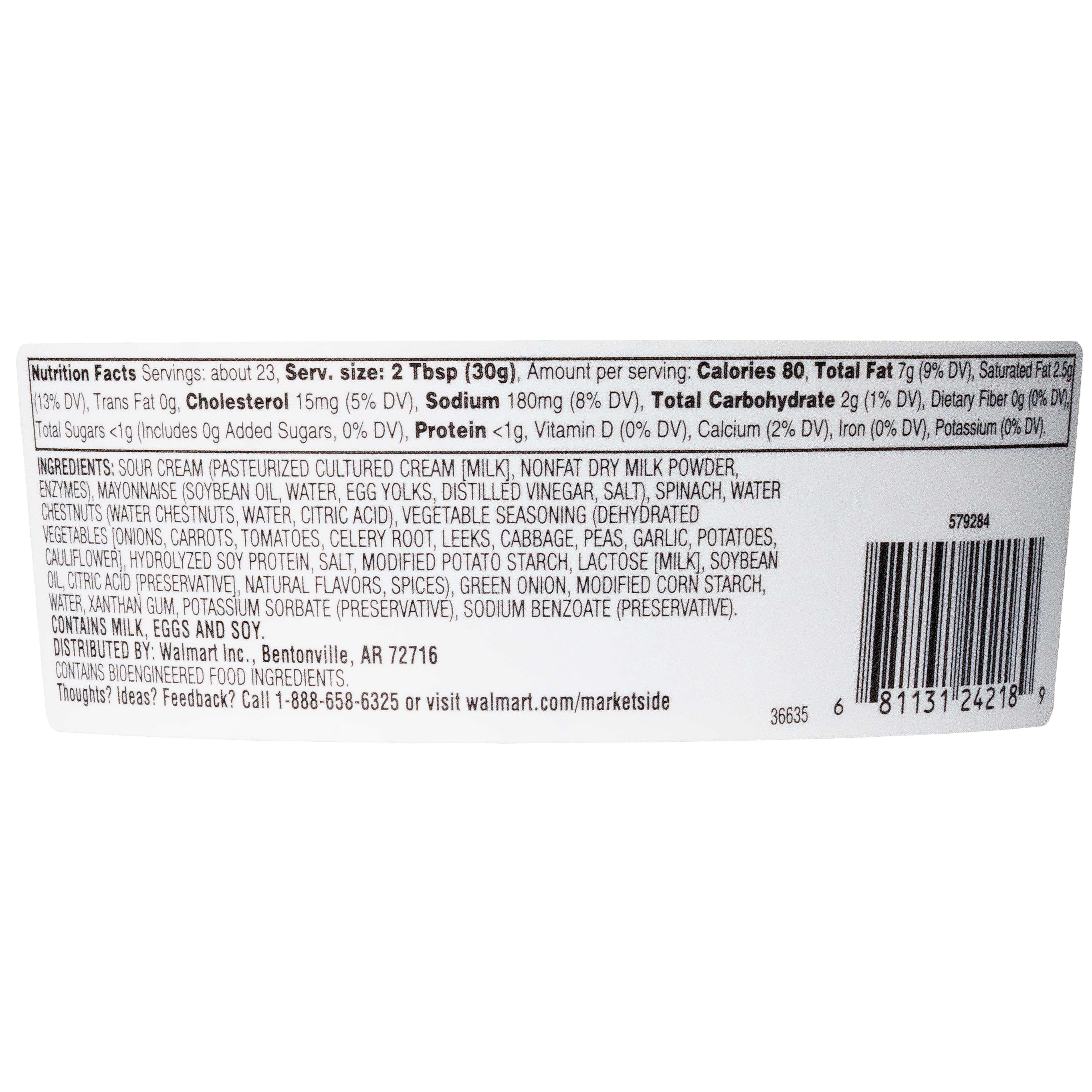 Marketside Spinach Dip, 24 oz, 1 Count (Refrigerated)