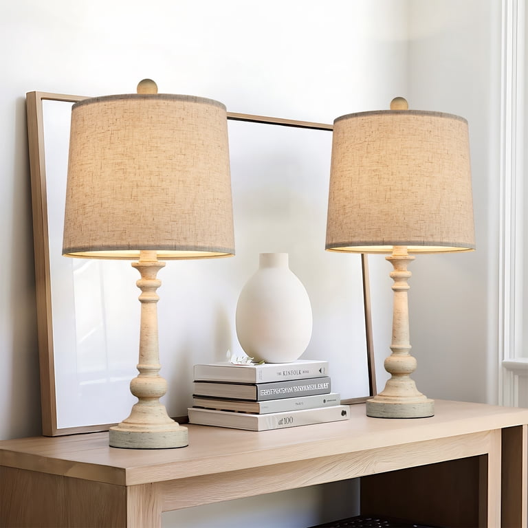 Oneach 20.25" Farmhouse Table Lamp Set of 2, Beige photo 5