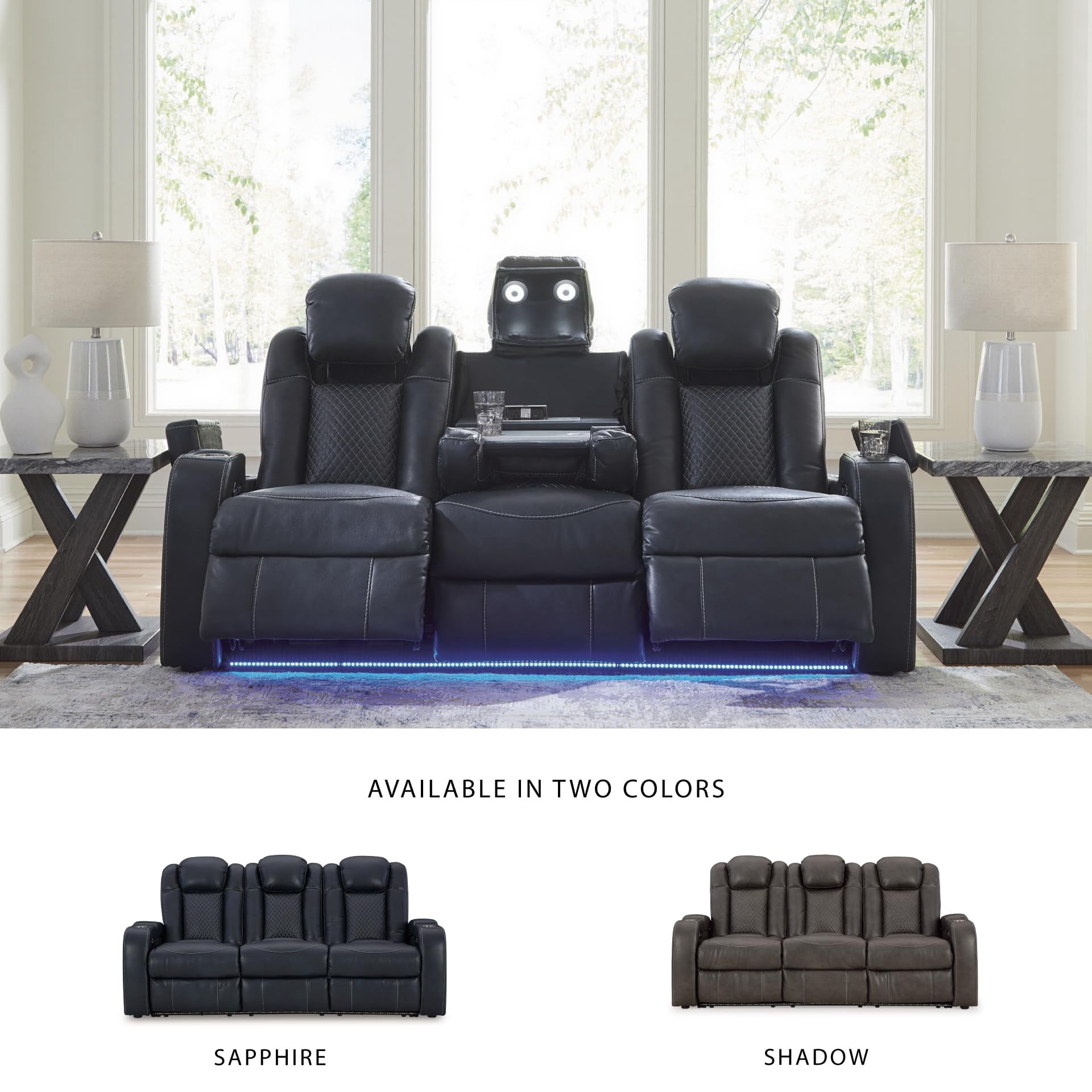 Signature Design by Ashley Fyne-Dyme Sapphire Power Reclining Sofa