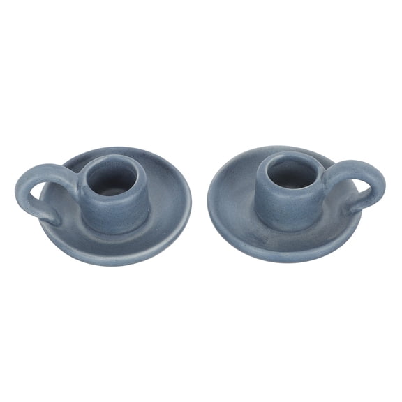 FELTECHELECTR 2pcs Ceramic Candlestick Holder Blue Decorative Table Accent