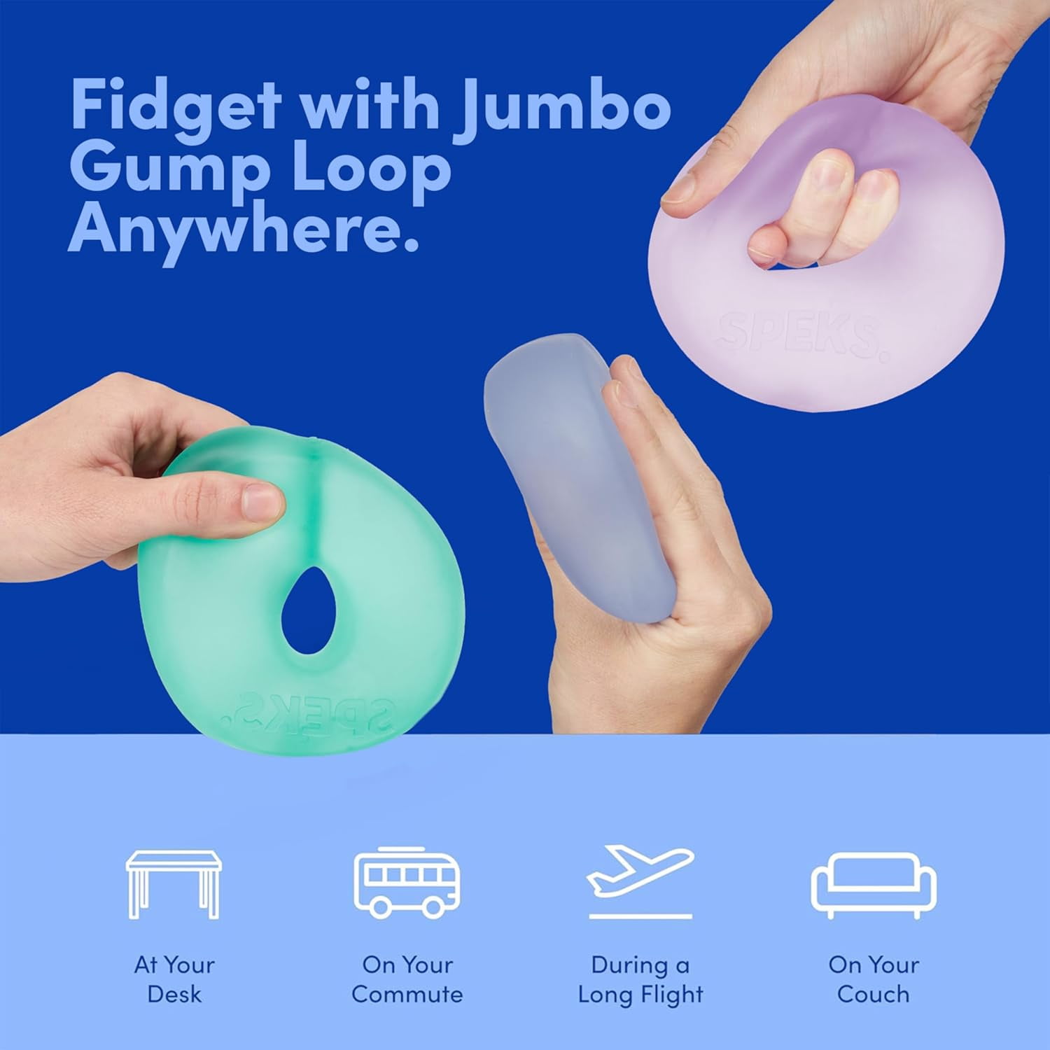 Gump Jumbo Loop Gel-Filled Stress Balls, Squeeze Toys for Adults Stress Relief & Focus (Dew+Purple)
