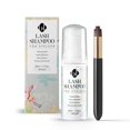thumbnail image 1 of BL Lashes Champú de pestañas+cepillo limpiador espumoso para párpados para pestañas naturales y de extensión, suave baño de pestañas y removedor de maquillaje para salón y hogar (1.7 fl oz), 1 of 5