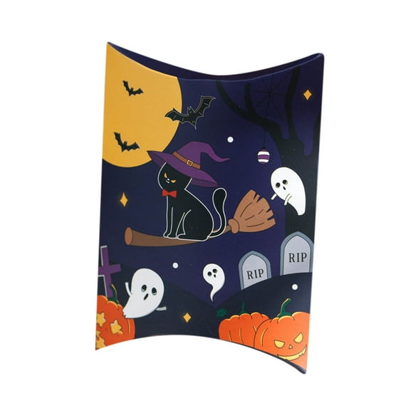 Sonnettes Intelligentes Halloween Boîtes à Bonbons pour Oreiller, Étui-Cadeau en Papier Citrouille Bonbons Biscuits Biscuits Emballages Boîte à Oreiller en Chocolat Fournitures de Cadeaux de Fête d'Halloween