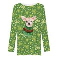 thumbnail image 3 of Femmes Lâches Col Rond Confortable Impression Manches Longues 95% Polyester, 5% Spandex Haut (Multicolore, L), 3 of 4