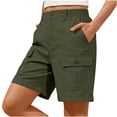 thumbnail image 4 of JGGSPWM Women's Lightweight Hiking Cargo Shorts for Running Athletic Camping Travel Golf Shorts Solid Color Workwear with Pockets Green M, 4 of 7