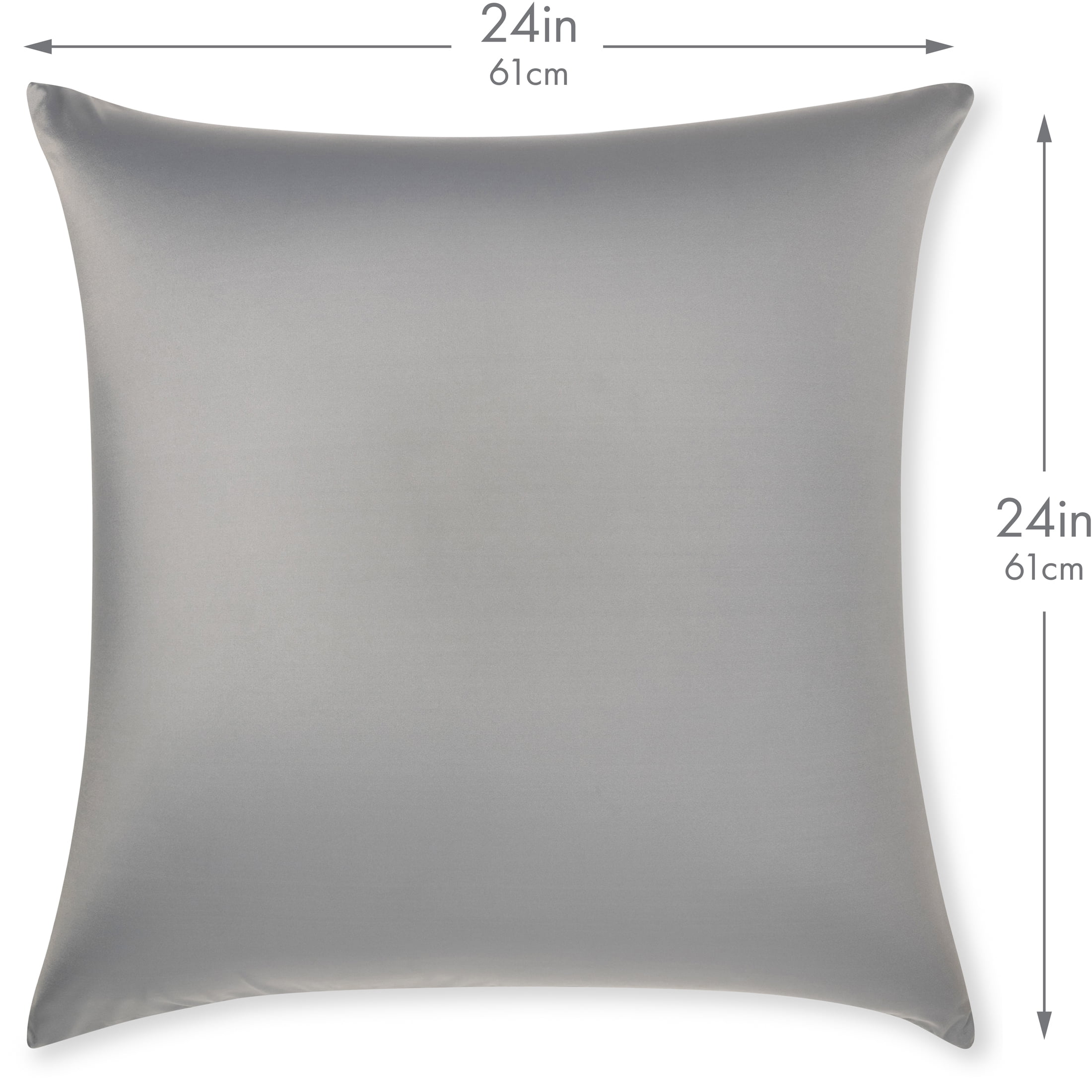 24" x 24" Throw Pillow – Dark Grey: 1 PCS Luxurious Premium Microbead Pillow With 85/15 Nylon/Spandex Fabric. Forever Fluffy, Outstanding Beauty & Support. Silky, Soft & Beyond Comfortable