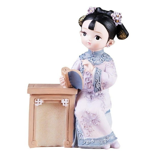 Figura de muñeca de niña antigua china para decoración de mesa, adorno de regalo de cumpleaños Leer el libro
