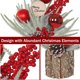 thumbnail image 2 of Pequeño árbol de Navidad, 13,7 pulgadas, miniárbol de Navidad artificial de mesa, adornos navideños, bola roja, piña de pino, árbol de Navidad pequeño para decoración navideña de fiesta en el hogar (b, 2 of 5