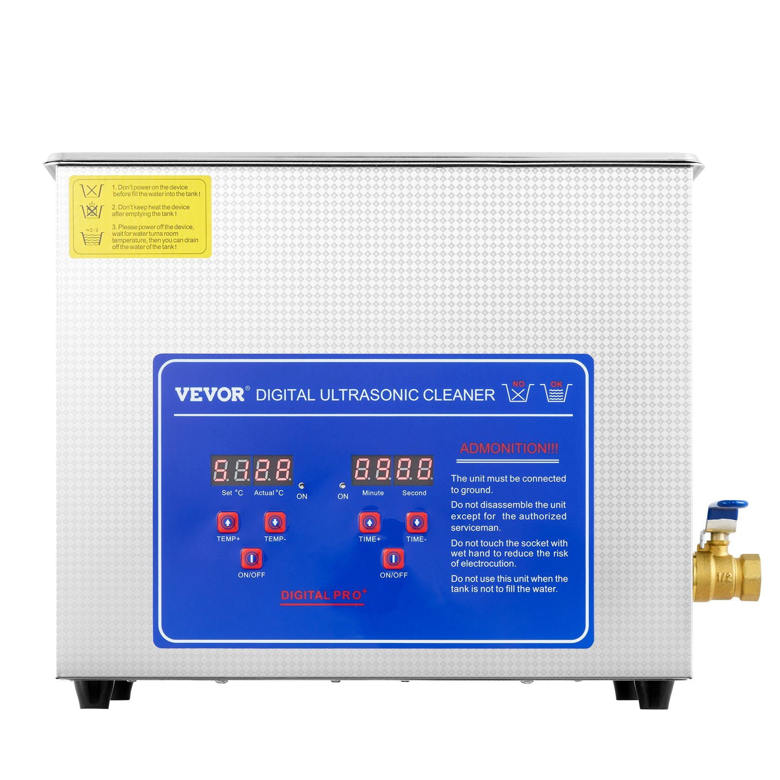 Commercial Ultrasonic Cleaner 6L with 40kHz Frequency, Digital Timer & Heater, Stainless Steel Tank, Professional Cleaning Machine for Jewelry, Watches, Instruments