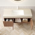 thumbnail image 2 of 48" Bathroom Vanity with Sink, Wall-Mounted Cabinet, Roma Travertine Countertop, Dark Brown | Durable plywood, ample storage, soft-close doors, easy installation, pre-assembled basin, 2 of 5