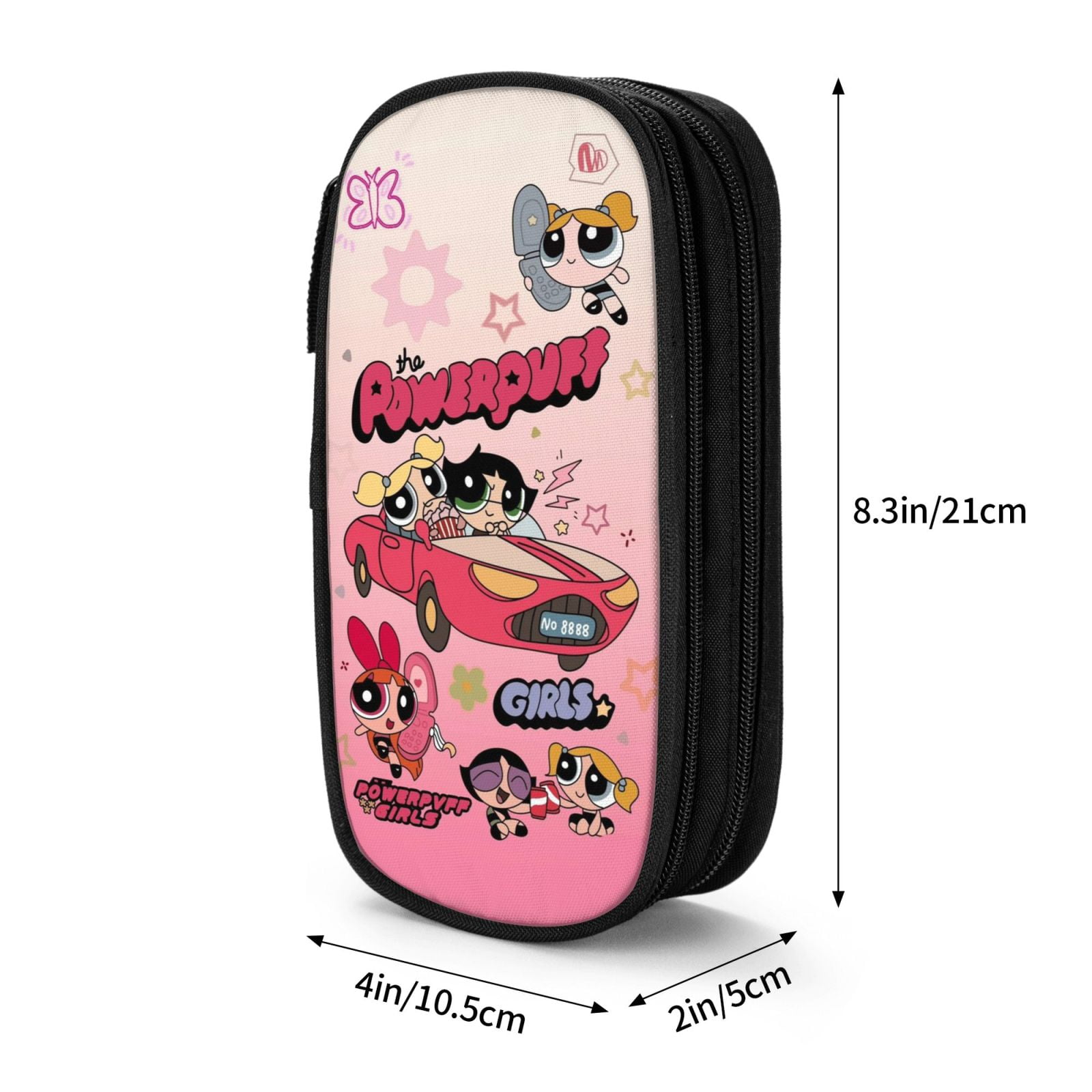 The Powerpuff Gi-rls Pencil Case Large Capacity Pencil Pouch Penbag Office Stationery Organizer Travel Makeup Bag Black