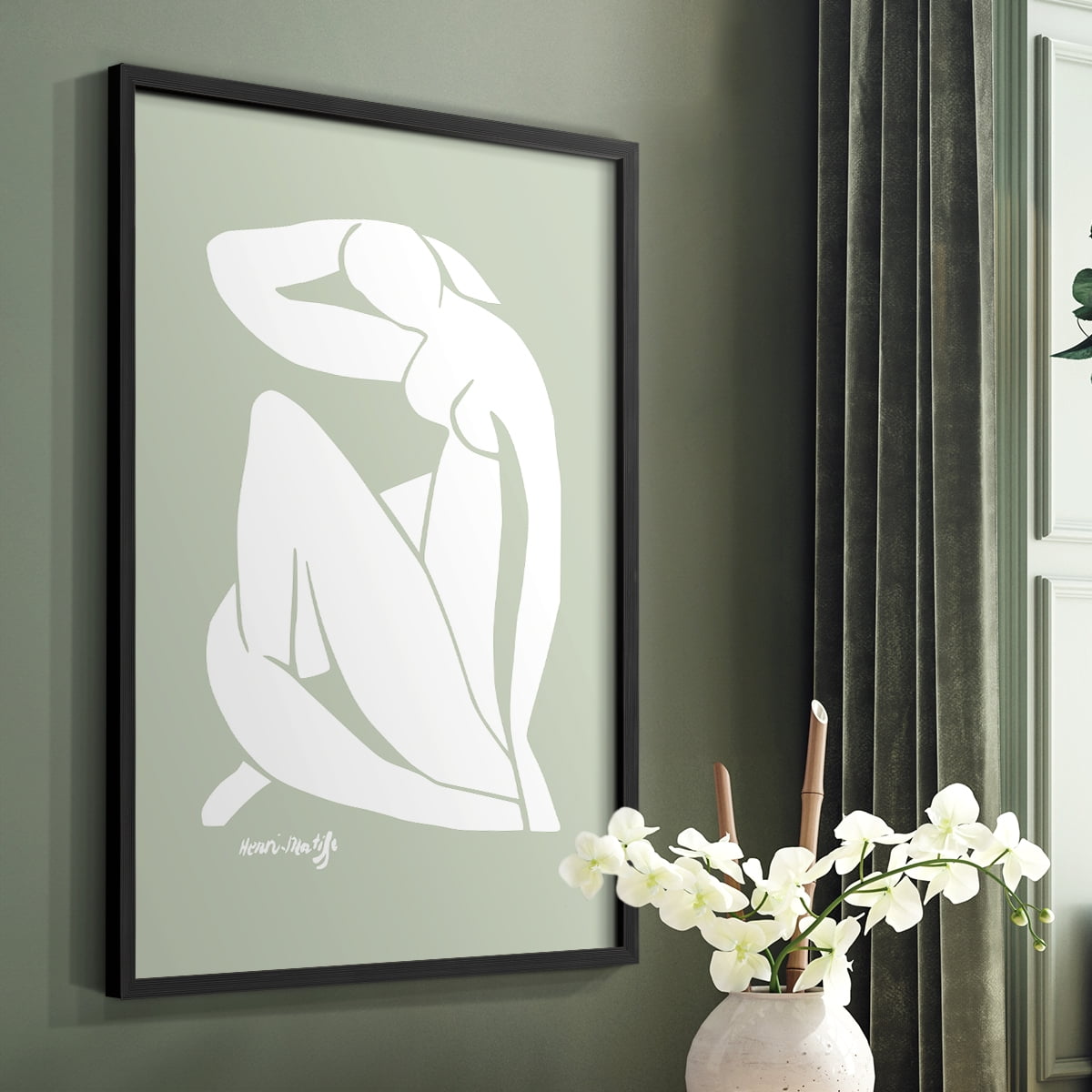 Matisse CDXCII in Black Solid Wood Framed Print No Nail Hanging
