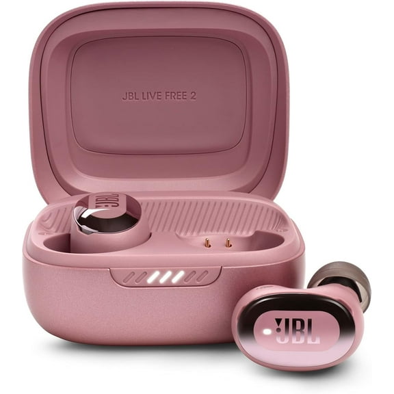 JBL Live Free 2 - True Wireless Noise Cancelling Earbuds, Up to 35hrs of Playtime, 6 mics for Perfect Calls with Zero Noise, IPX5 Waterproof, Oval Tubes for Better Comfort, Isolation, & bass (Rose)