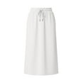 thumbnail image 3 of JWD Women's Elastic High Waist Maxi Skirt - Back Slit Flowy Wrap Skirt with Pockets for Casual Work White 2XL, 3 of 10
