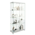thumbnail image 5 of GZXS Display Cabinet with 2 Glass Doors and LED Lights, 4-Tier Tempered Glass Curio Collection Showcase w/ Rolling Wheels, White, 32.09"L x 14.37"W x 64.25"H, 5 of 8