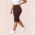 thumbnail image 4 of HomeDM Plus Size Capri Leggings for Women High Waist Workout Yoga Pants Brown Lounge Tummy Control Running Size 4XL, 4 of 6
