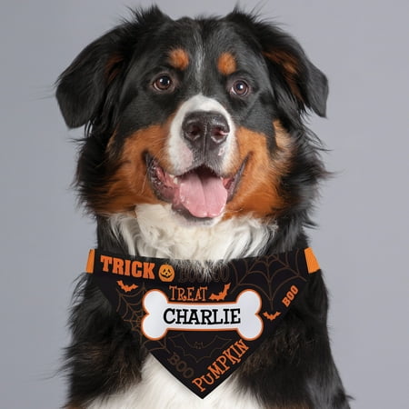 Head Personalized Dog - Personalized Trick Or Treat Dog Bandana Collar Cover