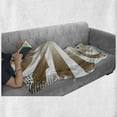 thumbnail image 6 of Baseball Soft Flannel Fleece Blanket, Retro Illustration of Baseball Player on Distressed Striped Pattern Pop Art Image, Cozy Plush for Indoor and Outdoor Use, 60" x 80", Brown White, by Ambesonne, 6 of 6