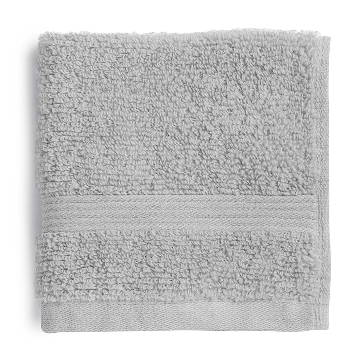 (4 pack) Mainstays Performance Cotton Washcloth, Super Soft Quick Dry Fade Resistant, Solid Silver