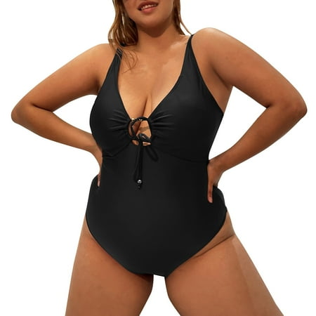 CAIVO Women Swimwear MM Solid Color Band High Waist Sexy Big Bikini Swimsuit Boho Beach Vacation Summer Swim Wear