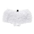 thumbnail image 4 of Women Shorts Summer Lace Mini Skirt Low Rise Micro Skirt Asymmetrical Ruffle Hem Flared Lingerie Short Skirts Women Pants Casual White XL, 4 of 4