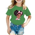 thumbnail image 2 of Girls' Short Sleeve Cartoon Painted Graphic T-Shirt, Everyday Casual Wear, Soft & Comfortable Fit Tops Green,5-6 Years, 2 of 5