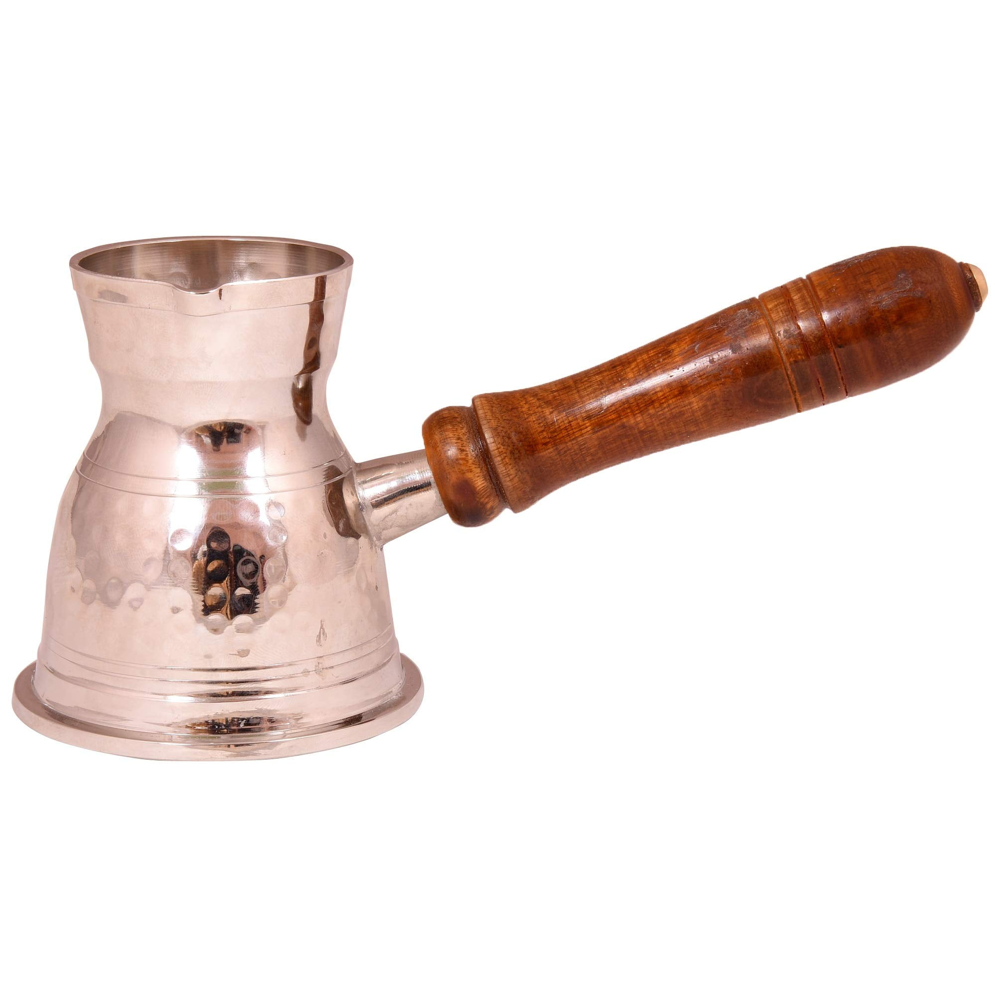 diollo Premium Hammered Brass Turkish Greek Arabic Coffee Pot Coffee Maker Cezve Ibrik Briki with Wooden Handle 6 OZ 